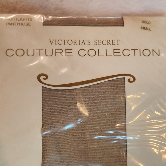 Victoria's Secret Couture Collection Nightlights Pantyhose Gold Metallic Size S - Picture 3 of 10